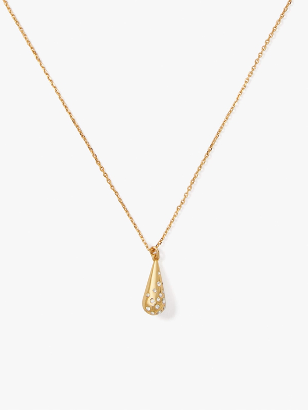 Gold Kate Spade Rain Drop Mini Pendant Women's Necklace | 37250-FNBQ