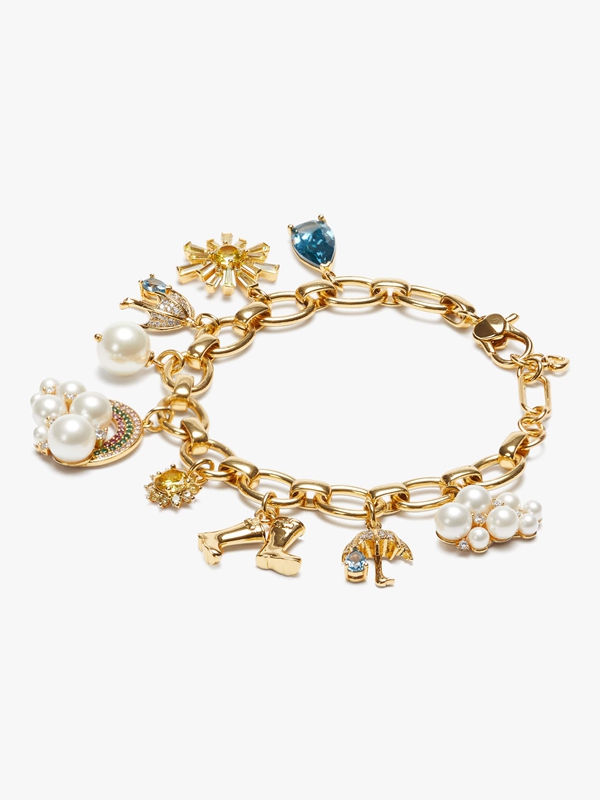 Gold Kate Spade Rain Or Shine Charm Women\'s Bracelet | 62354-SELT