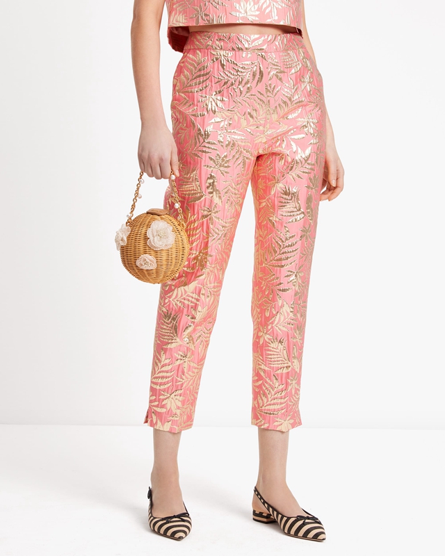 Gold Kate Spade Tropical Foliage Doris Women's Pants | 27861-LYOQ