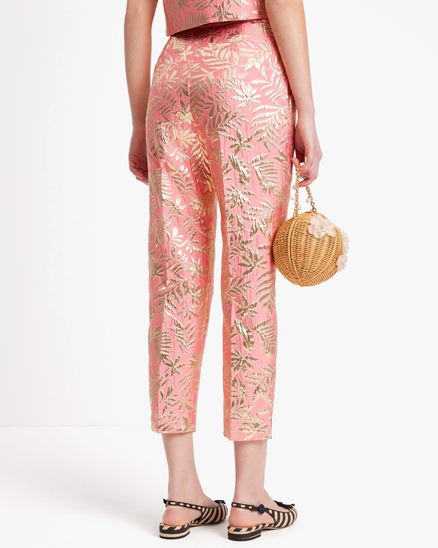 Gold Kate Spade Tropical Foliage Doris Women's Pants | 27861-LYOQ