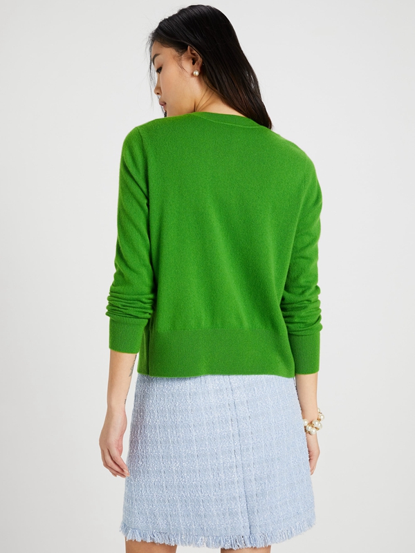 Green Kate Spade Cashmere Crewneck Cardigan Women's Knitwear | 87243-WNLC