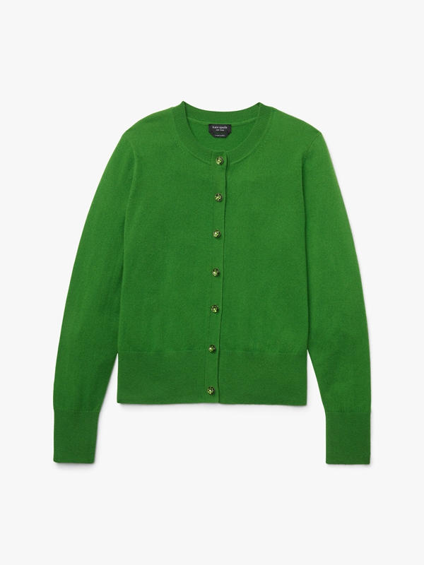 Green Kate Spade Cashmere Crewneck Cardigan Women's Knitwear | 87243-WNLC