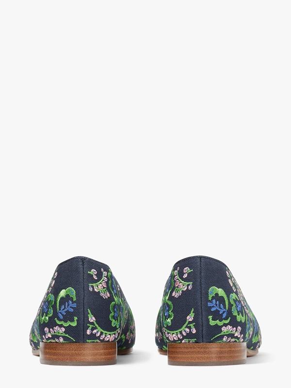 Green Kate Spade Devi Embroidered Women's Loafers | 34268-TYKV