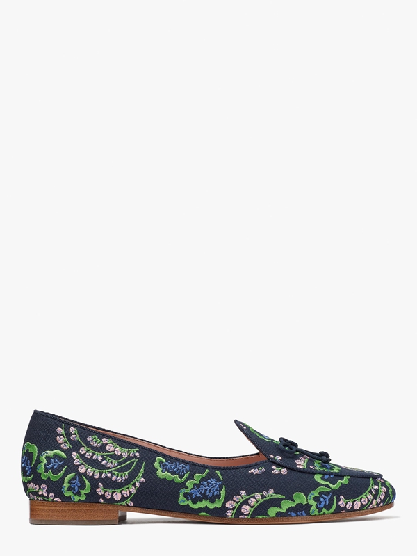 Green Kate Spade Devi Embroidered Women\'s Loafers | 34268-TYKV