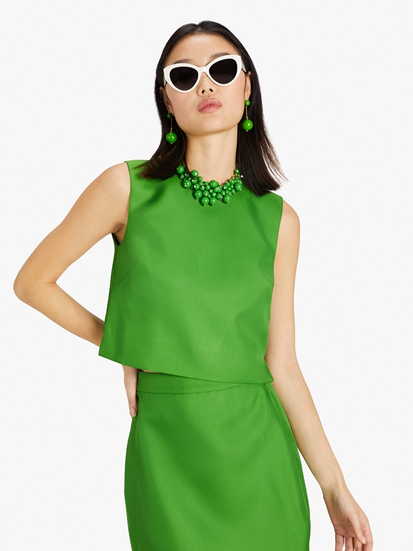 Green Kate Spade Duchess Satin Shell Women\'s Knitwear | 80927-VLCR