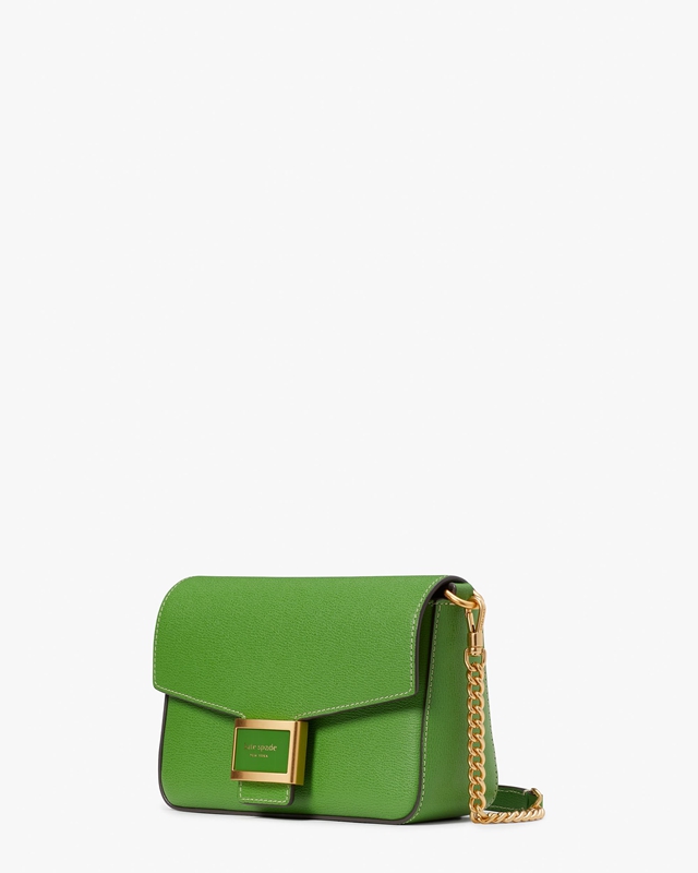 Green Kate Spade Katy Textured Leather Flap Chain Women's Crossbody Bags | 69873-KMCI