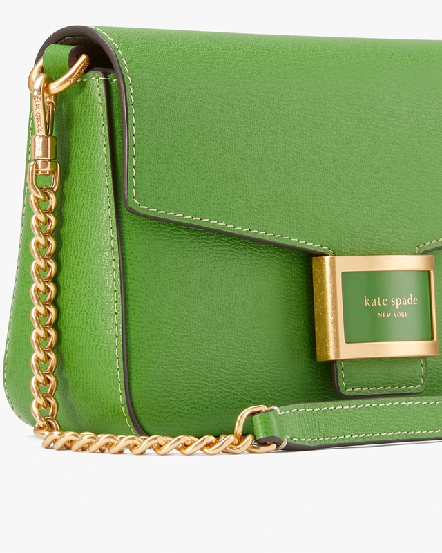 Green Kate Spade Katy Textured Leather Flap Chain Women's Crossbody Bags | 69873-KMCI