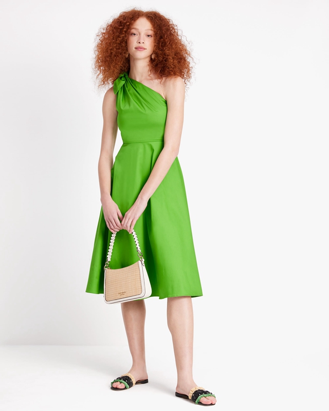 Green Kate Spade Poplin One-Shoulder Sabrina Women's Dress | 87950-ECYF