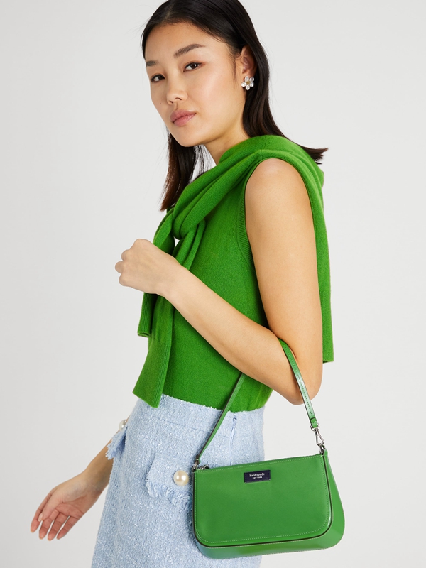 Green Kate Spade Sam Icon Nylon Mini Pochette Women's Crossbody Bags | 32019-QLCA