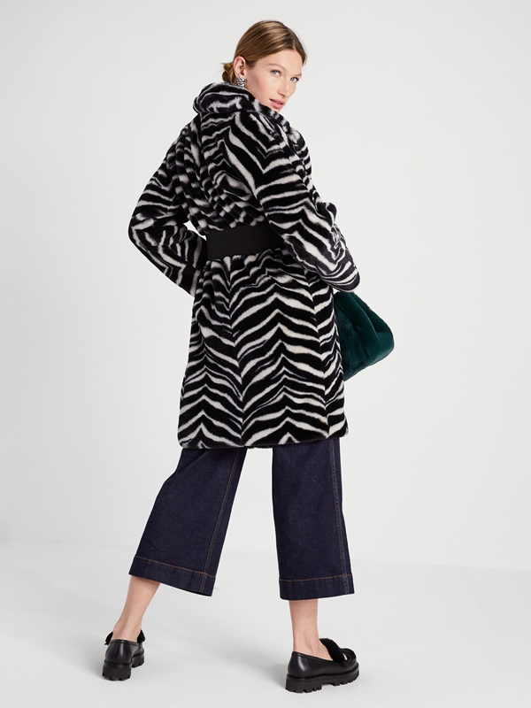 Grey Kate Spade Bold Zebra Faux Fur Women's Coats | 13524-UDXZ