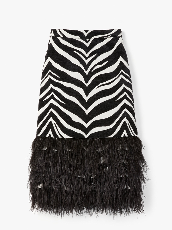 Grey Kate Spade Bold Zebra Feather Trim Women's Skirts | 51409-OHIG