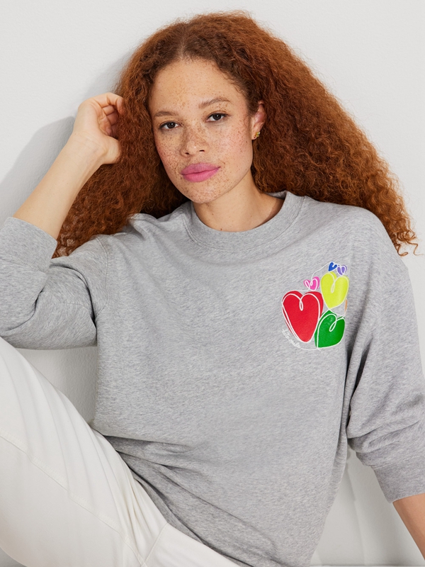 Grey Kate Spade Hearts Women's Sweatshirt | 98243-WQFM