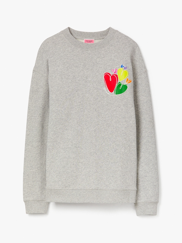 Grey Kate Spade Hearts Women's Sweatshirt | 98243-WQFM