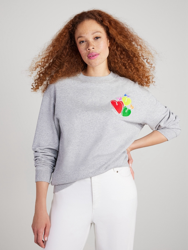 Grey Kate Spade Hearts Women\'s Sweatshirt | 98243-WQFM