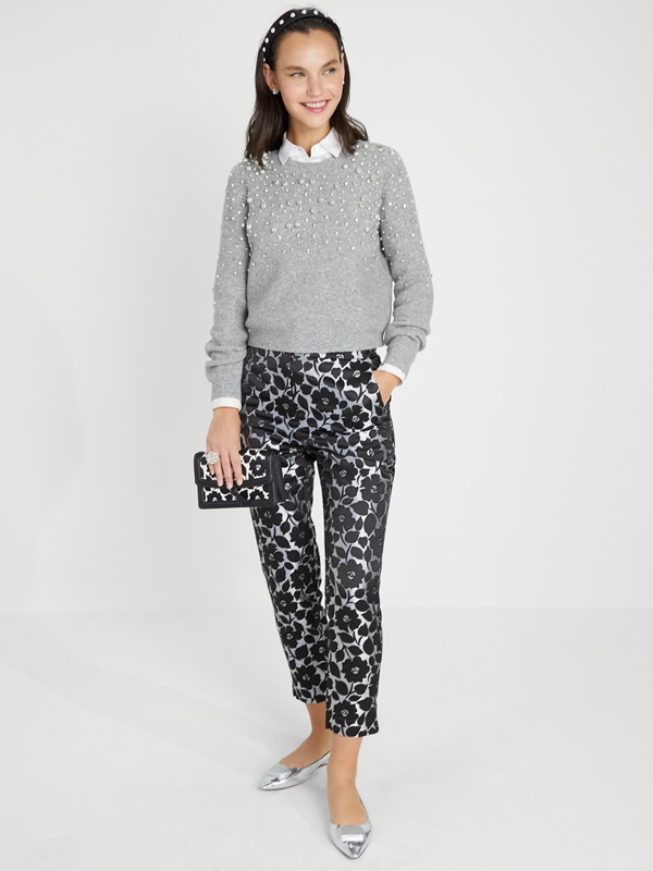 Grey Kate Spade Pearl-Rhinestone Embellished Women's Sweaterss | 07365-NFGQ