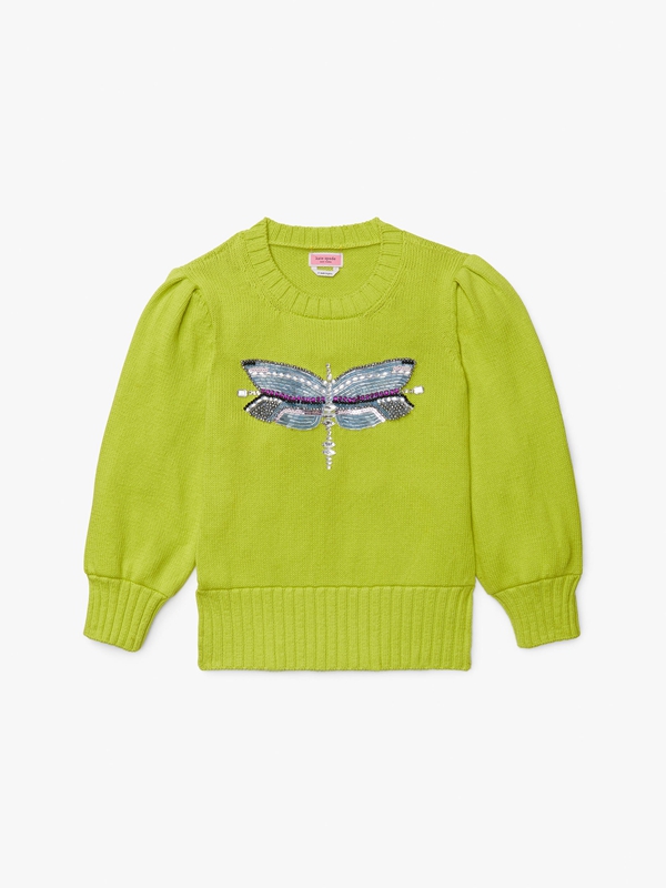 Light Green Kate Spade Dragonfly Embellished Women's Knitwear | 54376-HEOZ