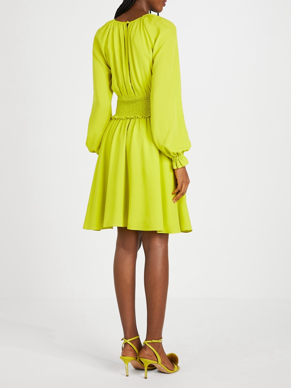 Light Green Kate Spade Smocked Silk Georgette Women's Dress | 61250-WSXT