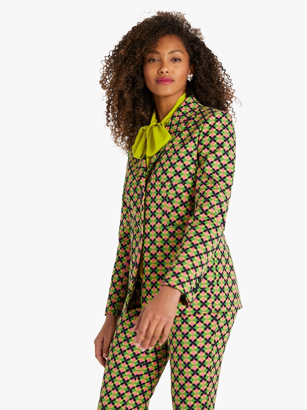 Light Green / Pink Kate Spade Patio Tile Twill Blazer Women's Jackets | 86379-EPDN