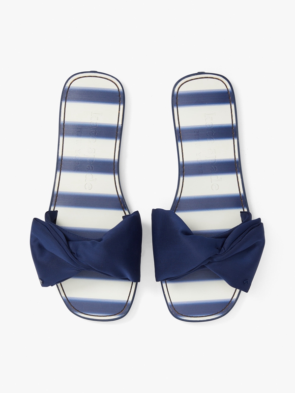 Navy Kate Spade Bikini Bow Slide Women's Sandals | 76051-BKND