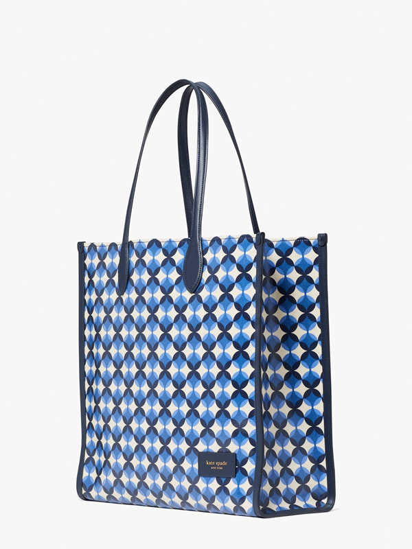 Navy Kate Spade Gotham Patio Tile Canvas Large Women's Tote Bags | 82105-VBKA