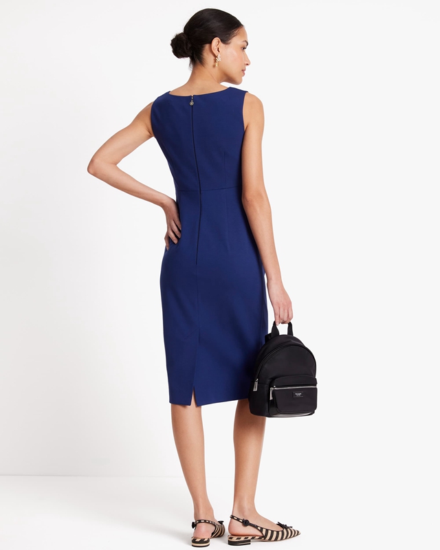 Navy Kate Spade Sleeveless V-Neck Ponte Women's Dress | 61728-EXNL