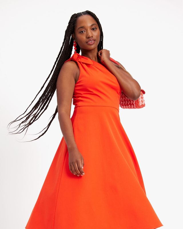 Orange Kate Spade Twill Sabrina Women's Dress | 23846-QIPJ