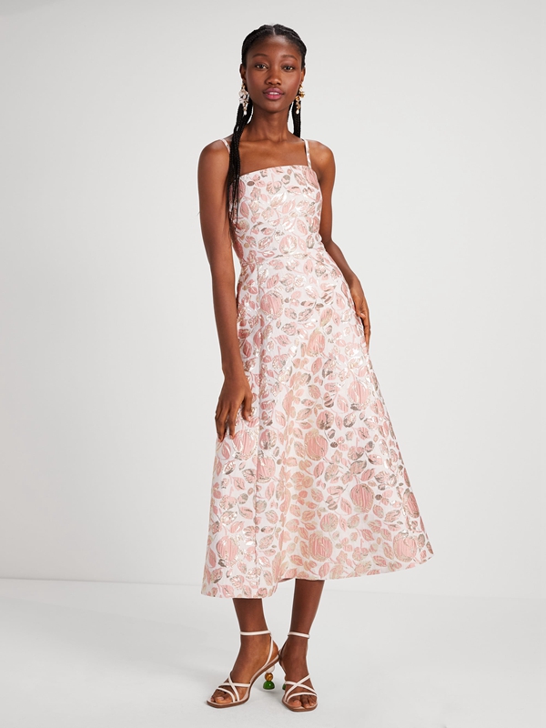 Pink Kate Spade Floral Bud Brocade Women's Dress | 36584-CKIS