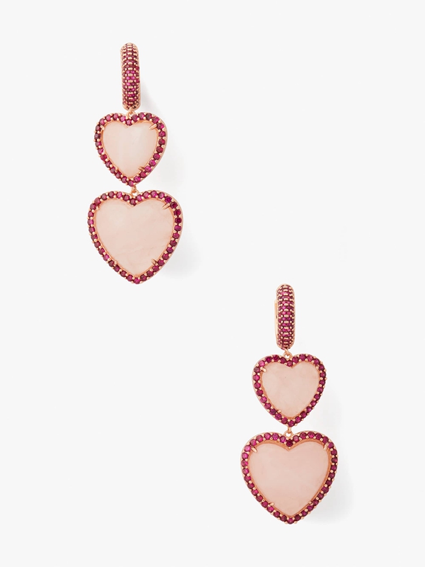 Pink Kate Spade Heart Of Hearts Double Drop Women\'s EarRings | 97265-IRPL