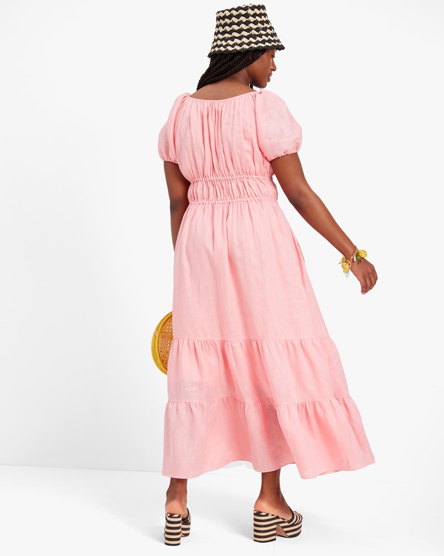 Pink Kate Spade Linen Riviera Women's Dress | 80517-RJQU