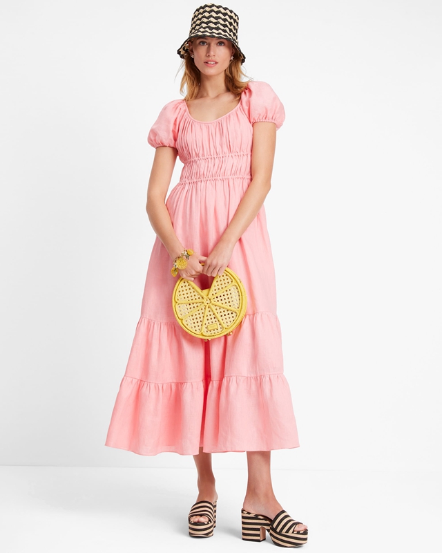 Pink Kate Spade Linen Riviera Women's Dress | 80517-RJQU