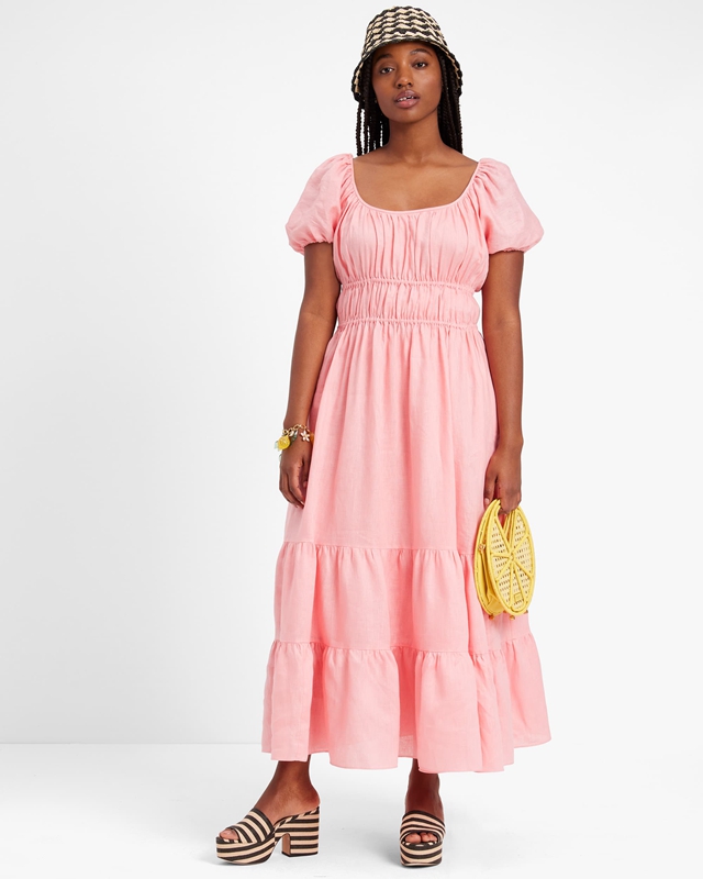 Pink Kate Spade Linen Riviera Women\'s Dress | 80517-RJQU