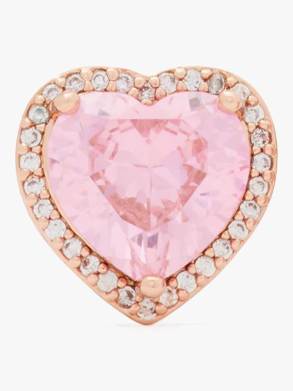 Pink / Rose Gold Kate Spade My Love Pavé Heart Studs Women's EarRings | 32076-OEQN