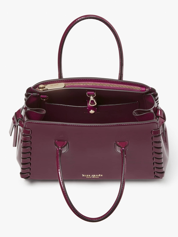 Purple Kate Spade Knott Whipstitched Patent Leather Medium Women's Satchel Bags | 58630-CUPB