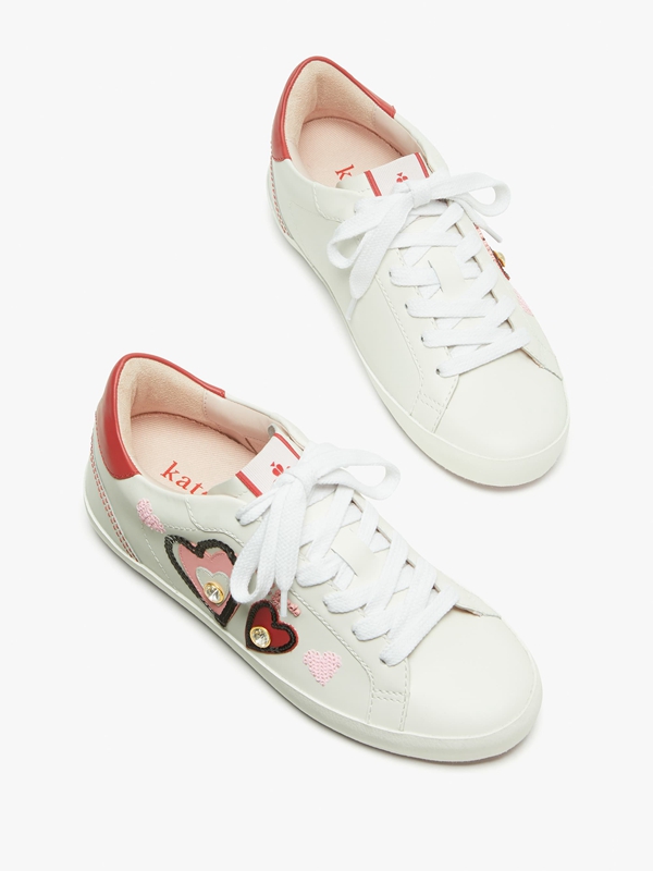 Red Kate Spade Ace Hearts Women's Sneakers | 25678-NELK