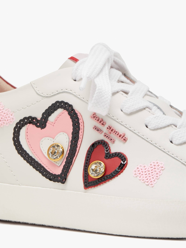 Red Kate Spade Ace Hearts Women's Sneakers | 25678-NELK