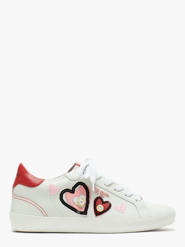 Red Kate Spade Ace Hearts Women\'s Sneakers | 25678-NELK