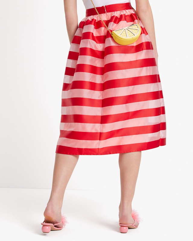 Red Kate Spade Awning Stripe Organza Midi Women's Skirts | 61298-HGNU