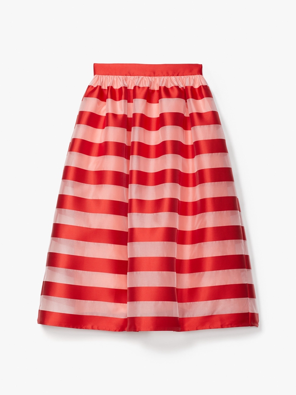 Red Kate Spade Awning Stripe Organza Midi Women's Skirts | 61298-HGNU