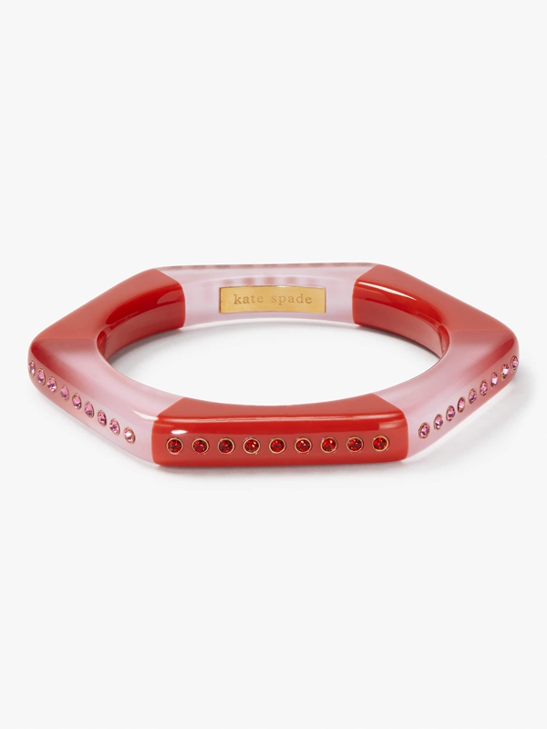 Red Kate Spade Seeing Stripes Thin Hexagon Women\'s Bracelet | 16278-VHEA