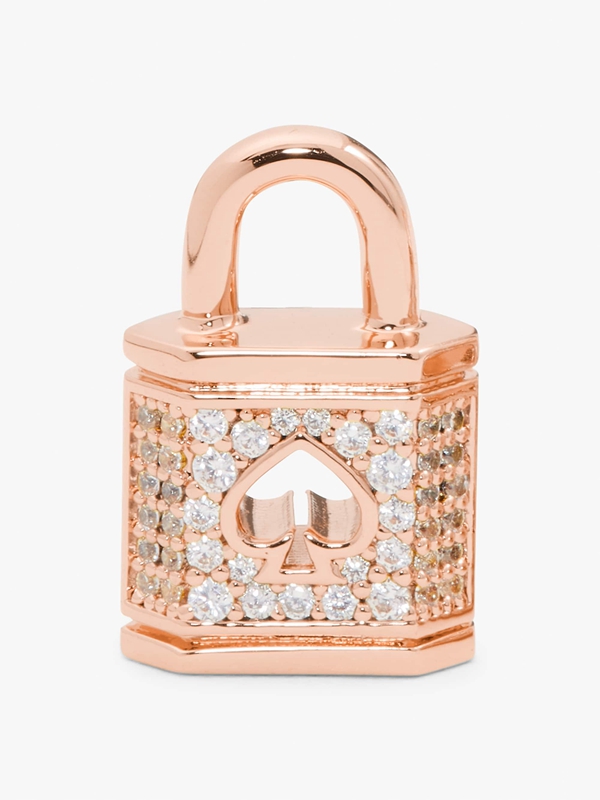 Rose Gold Kate Spade Lock And Spade Pave Studs Women's EarRings | 94237-GWHZ