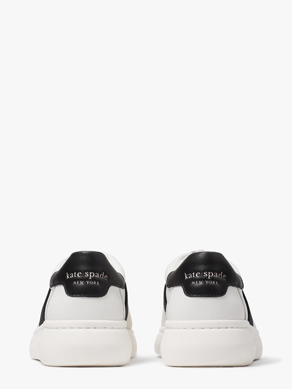 White / Black Kate Spade Lift Stretch Logo Women's Sneakers | 14327-TRNU