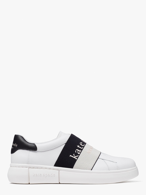 White / Black Kate Spade Lift Stretch Logo Women\'s Sneakers | 14327-TRNU