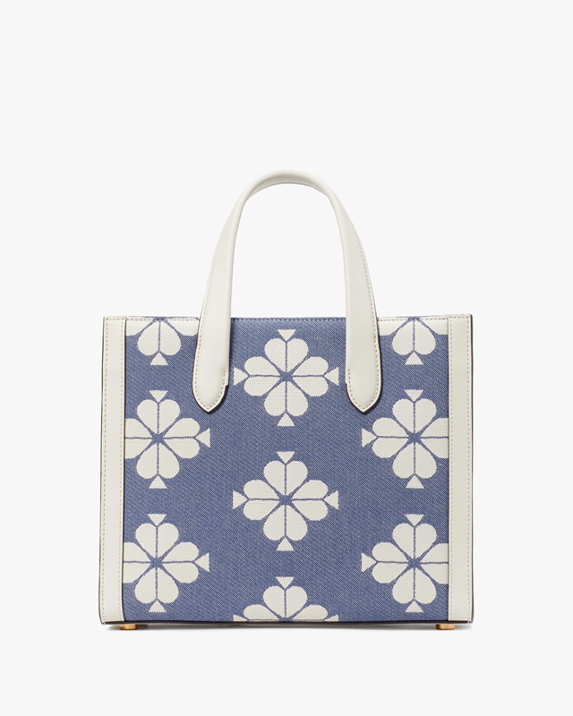 White / Blue Kate Spade Spade Flower Two-Tone Canvas Manhattan Small Women's Tote Bags | 07489-VHPT