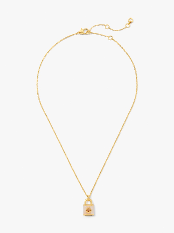 White Gold Kate Spade Lock And Spade Mini Pendant Women's Necklace | 26405-MDHV