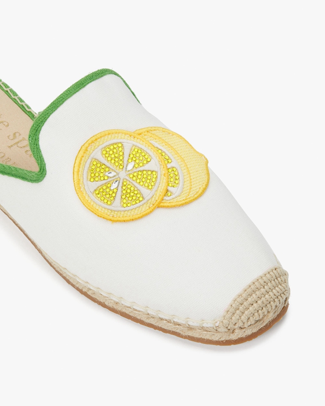 White / Green Kate Spade Azura Lemons Espadrille Women's Mules | 14735-WXGN