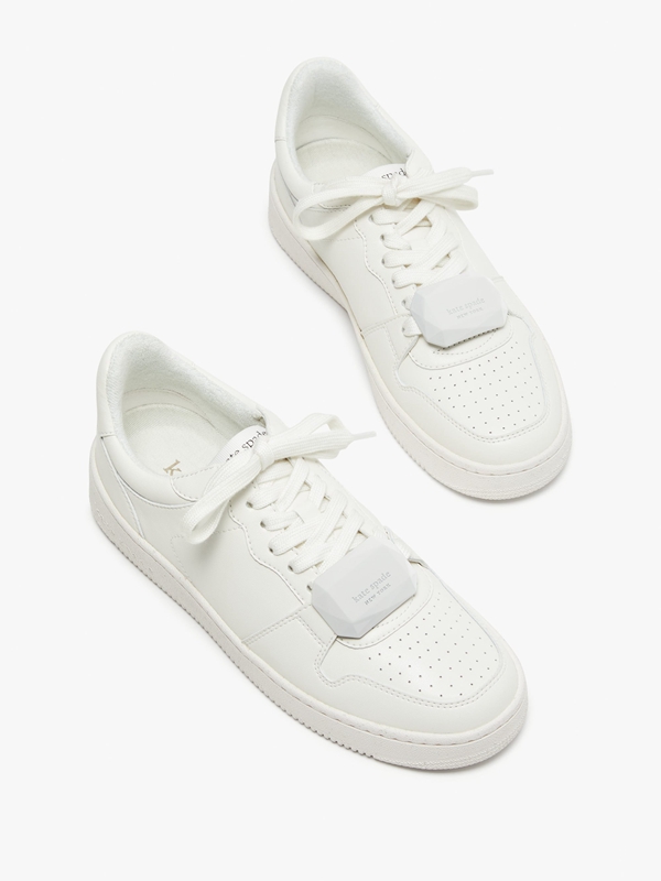 White Kate Spade Bolt Gem Women's Sneakers | 94281-UVPH