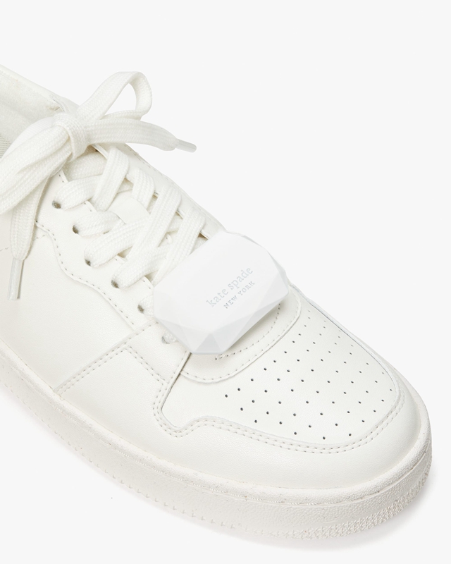 White Kate Spade Bolt Gem Women's Sneakers | 94281-UVPH