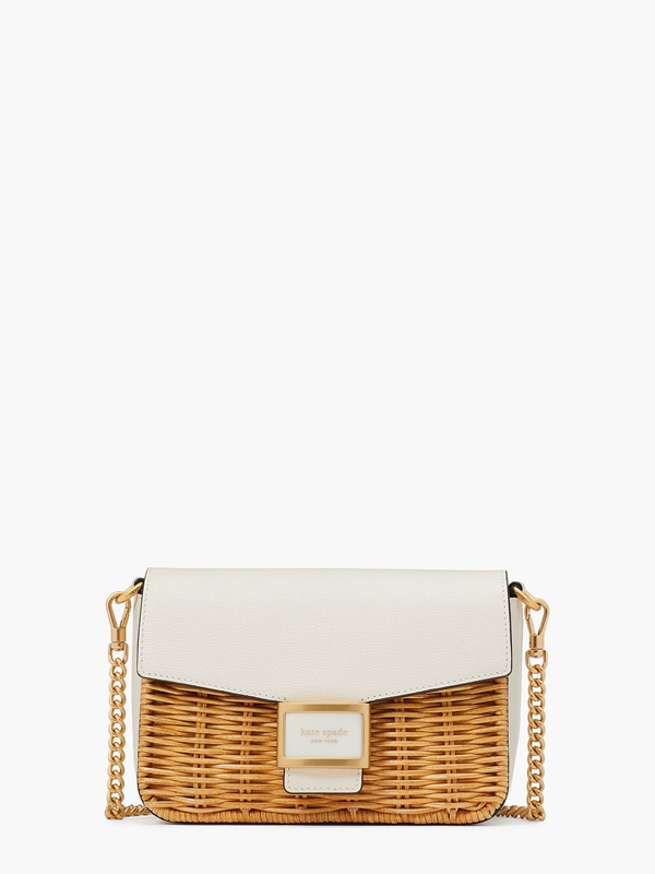 White Kate Spade Katy Wicker Flap Chain Women\'s Crossbody Bags | 08216-LXDY