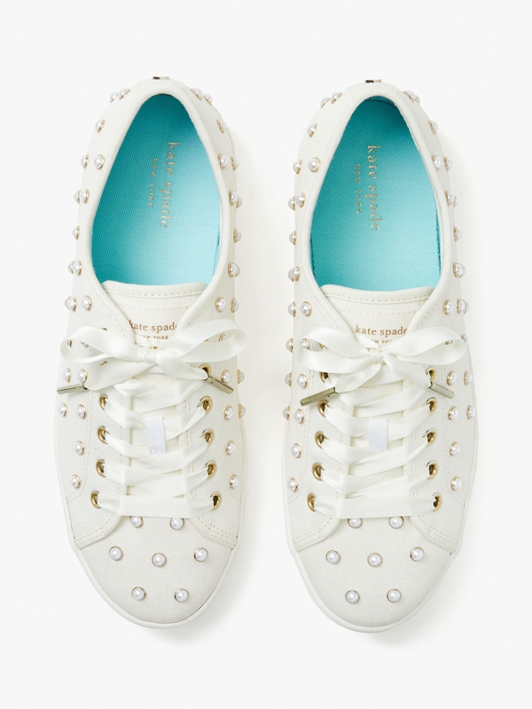 White Kate Spade Match Pearls Women's Sneakers | 53064-JFHB