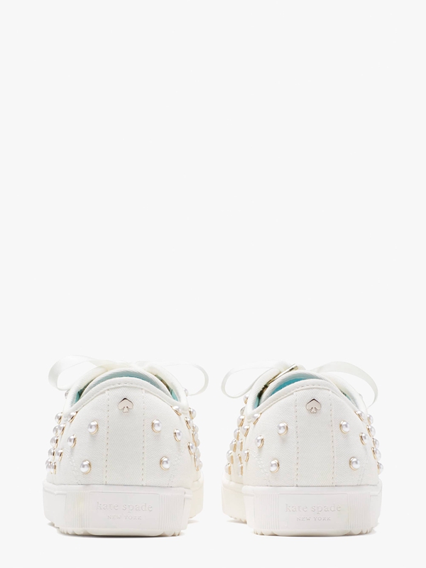 White Kate Spade Match Pearls Women's Sneakers | 53064-JFHB